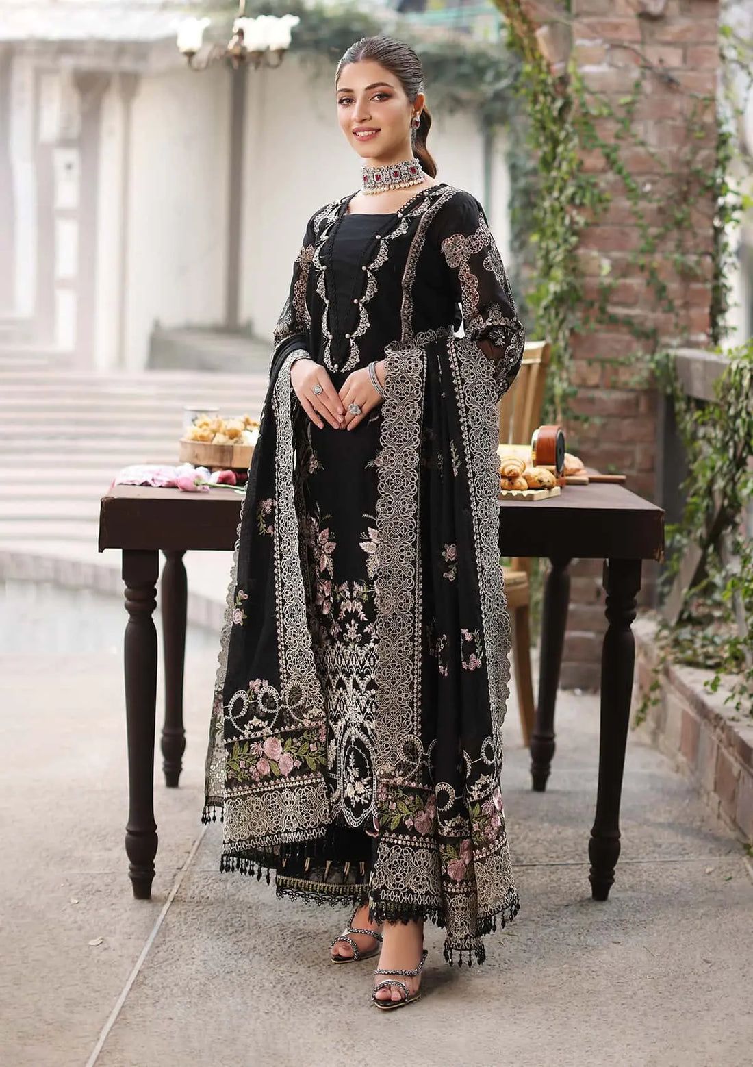 Kahf Black Luxury Lawn Dress