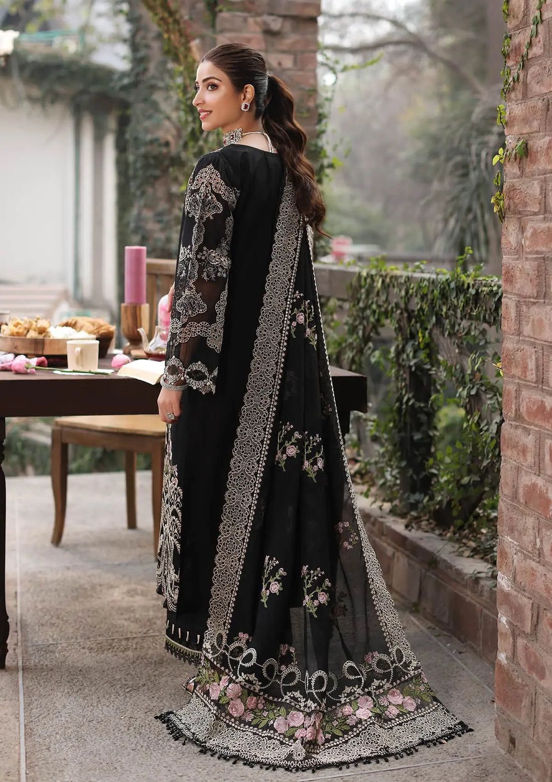 Kahf Black Luxury Lawn Dress