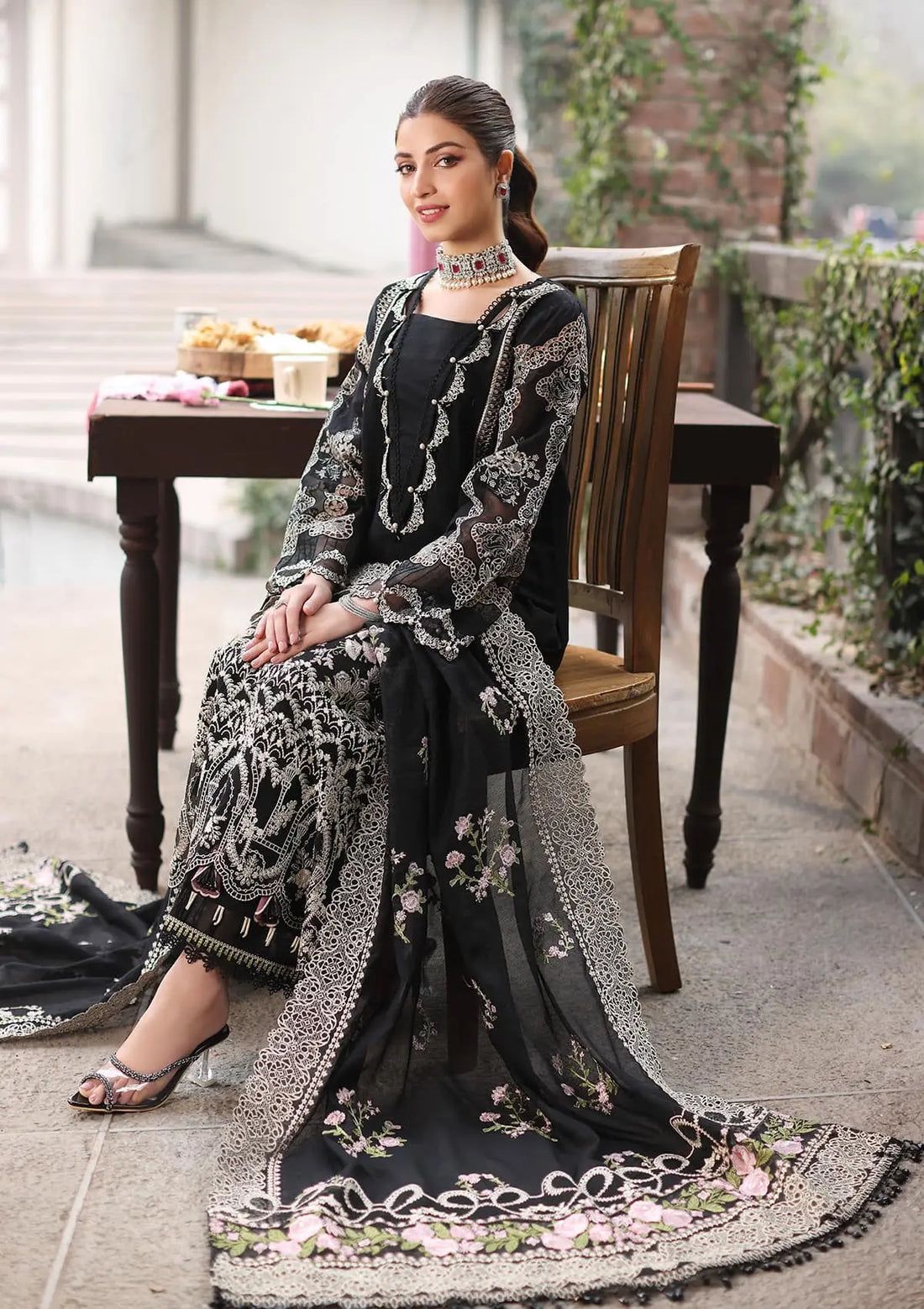 Kahf Black Luxury Lawn Dress