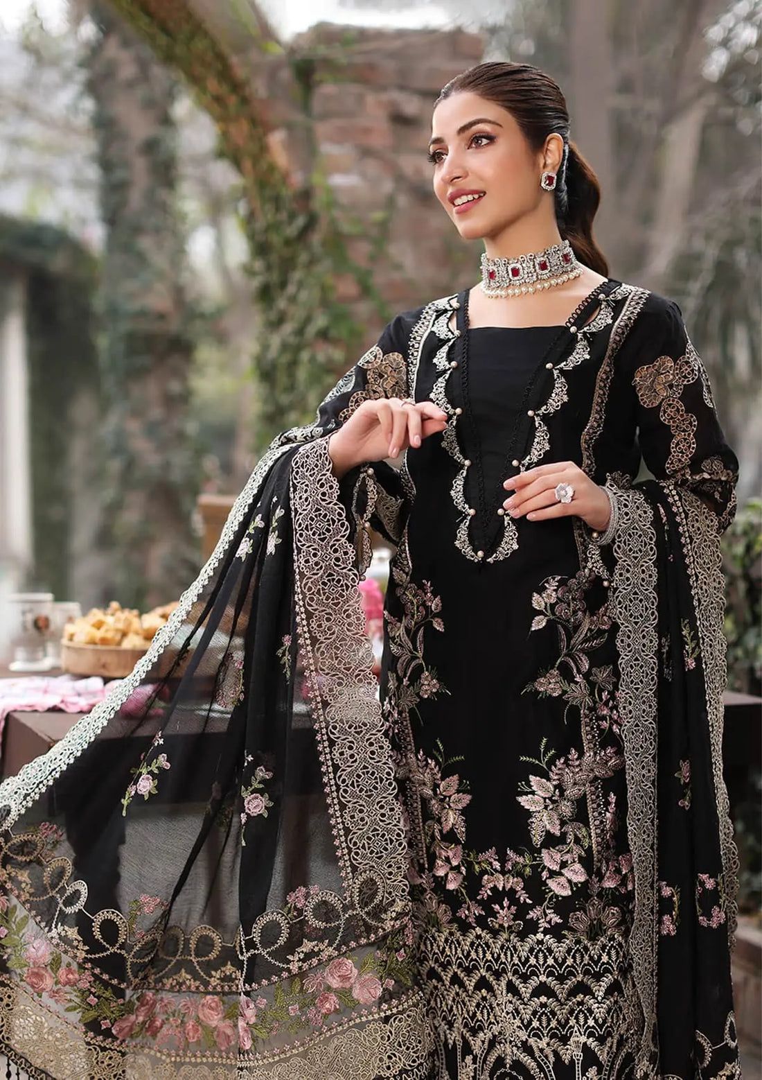 Kahf Black Luxury Lawn Dress