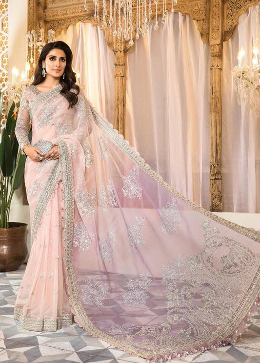 Maria B Tie n Die Pink Luxury Net Saree