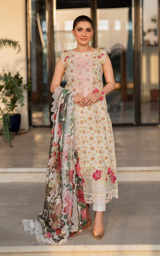 Asifa Nabeel Cream Luxury Swiss Lawn Dress