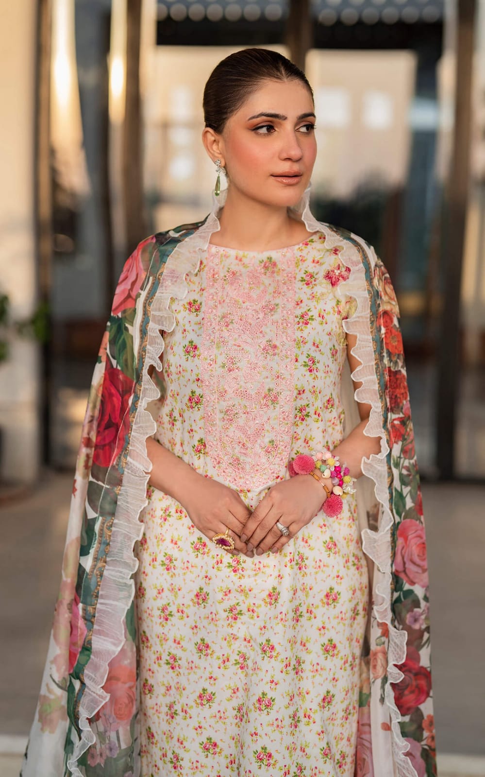 Asifa Nabeel Cream Luxury Swiss Lawn Dress