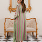 LSR Embroidered Green & Pink Stripe Silk Dress