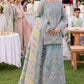 KM Embroidered Sky Blue Luxury Organza Dress