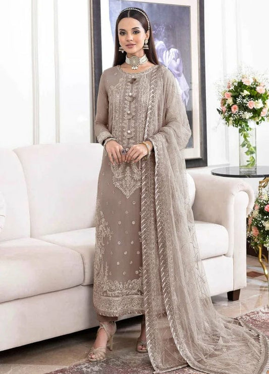 Asim jofa Grey Luxury Chiffon Dress