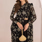 JZM Embroidered Black Luxury Chiffon Saree