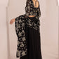JZM Embroidered Black Luxury Chiffon Saree