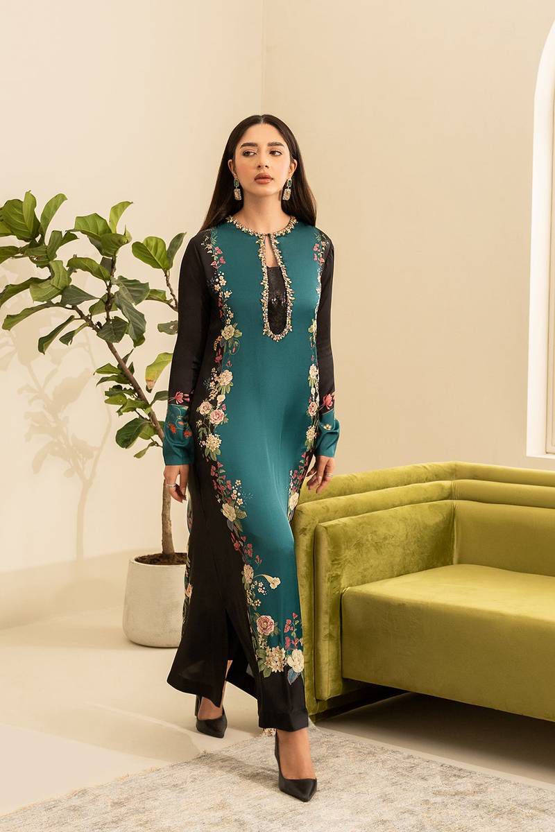 Lulusar Sea Green Luxury Silk Dress