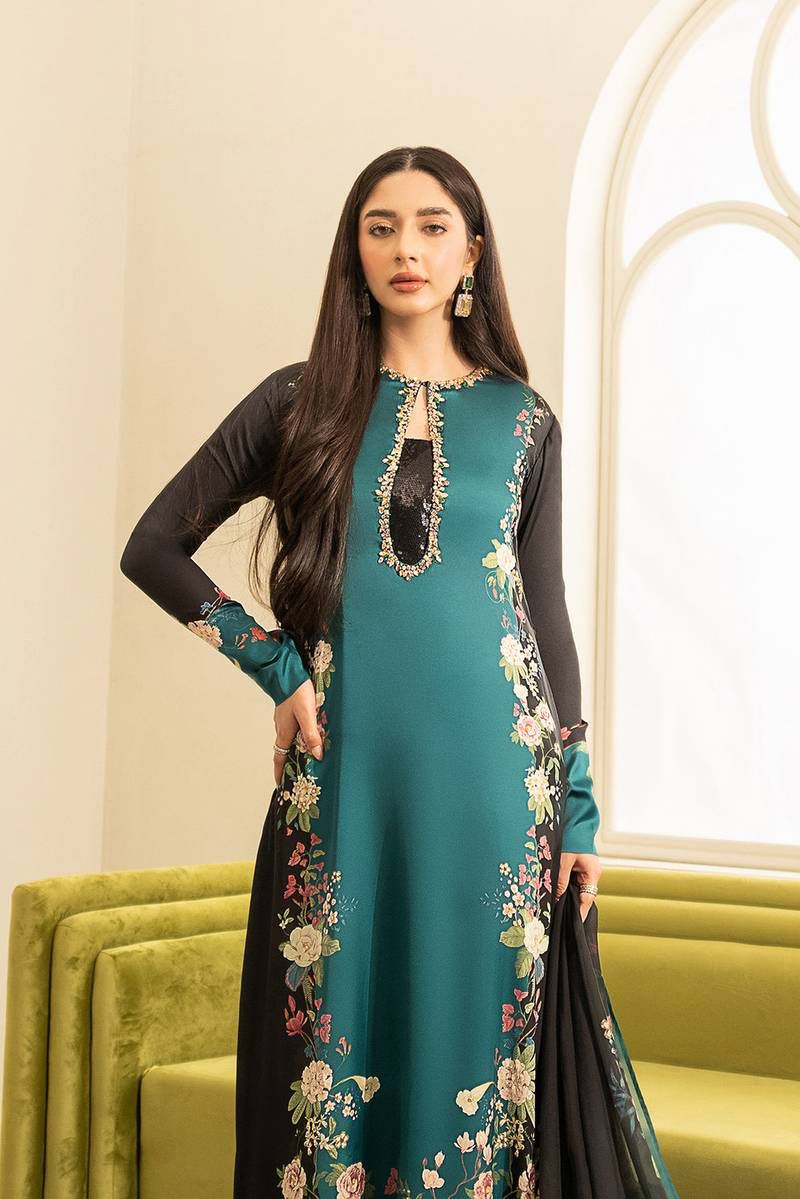 Lulusar Sea Green Luxury Silk Dress