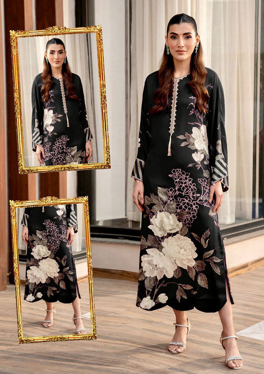 Lulusar Black & White Floral Luxury Silk Dress