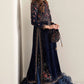 JZM Embroidered Blue Luxury Velvet Dress - Unstitched