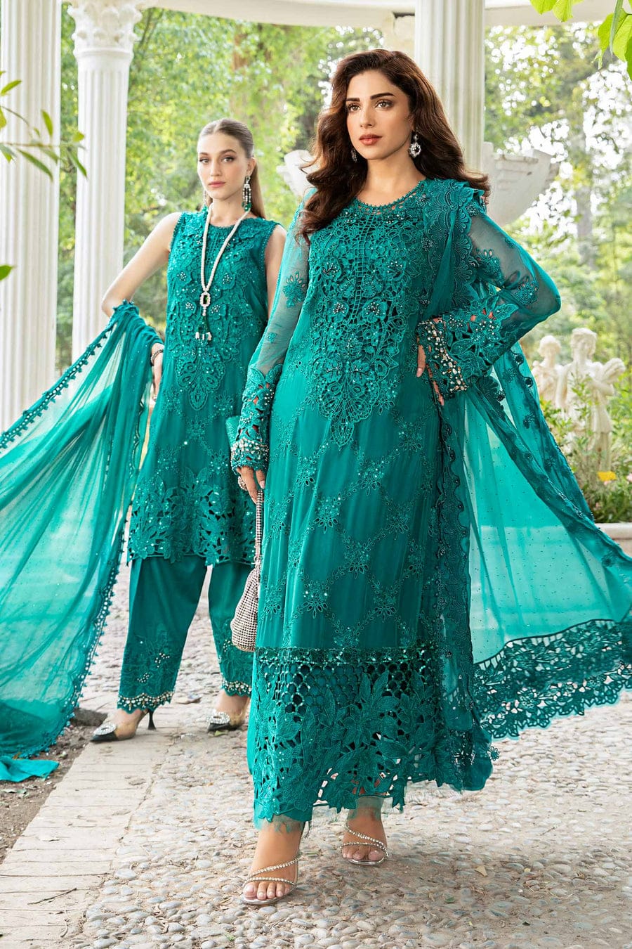 Maria B Sea Green Luxury Chiffon Dress