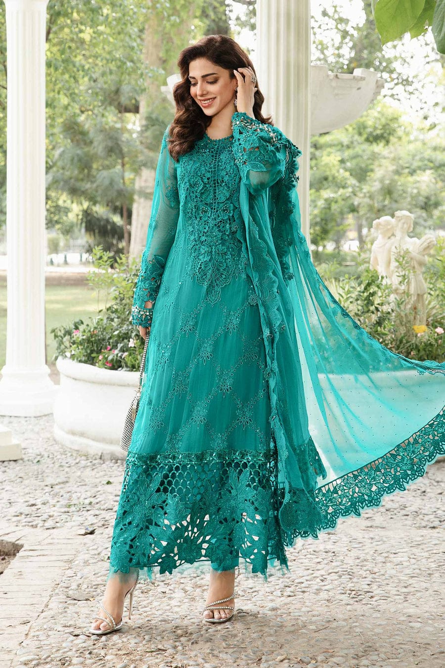 Maria B Sea Green Luxury Chiffon Dress