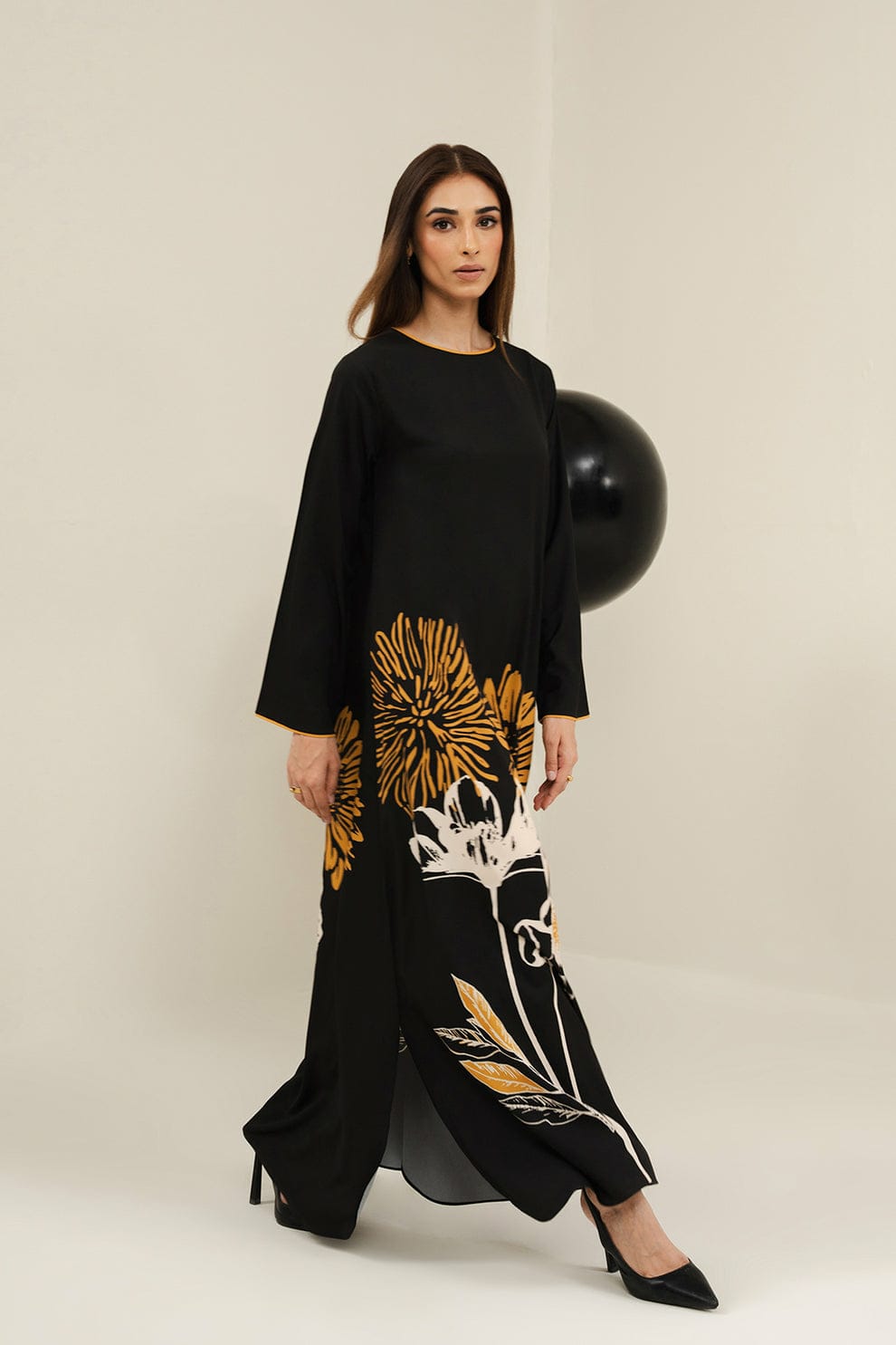 Lulusar Black Luxury 2 Piece Silk Dress