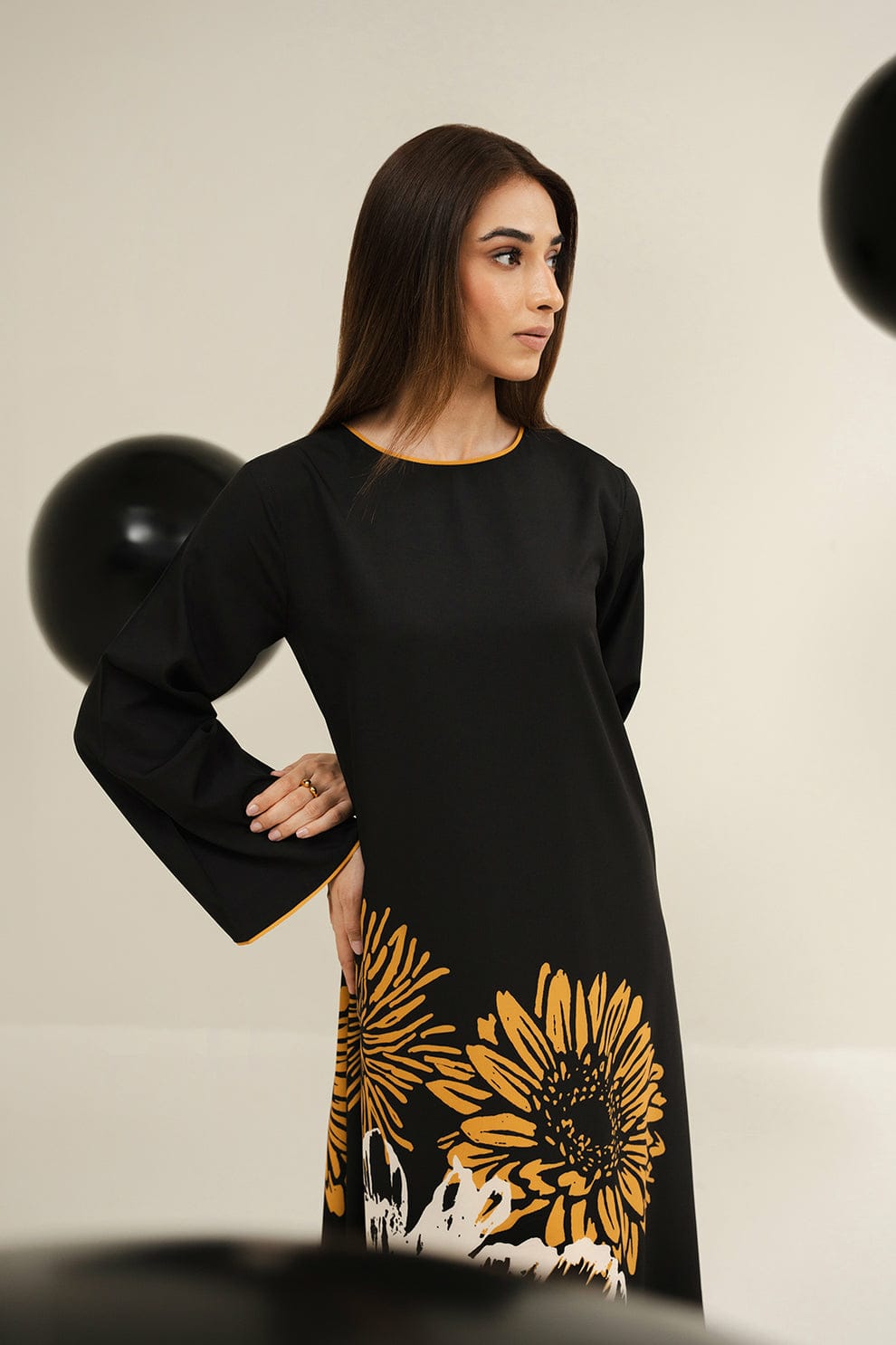 Lulusar Black Luxury 2 Piece Silk Dress