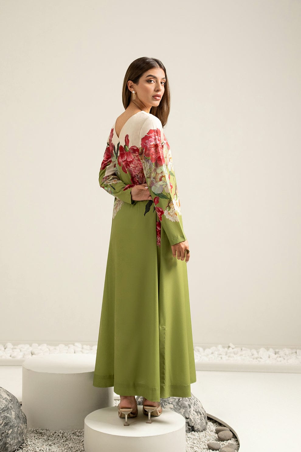 Lulusar Parrot Green Luxury 2 Piece Silk Dress