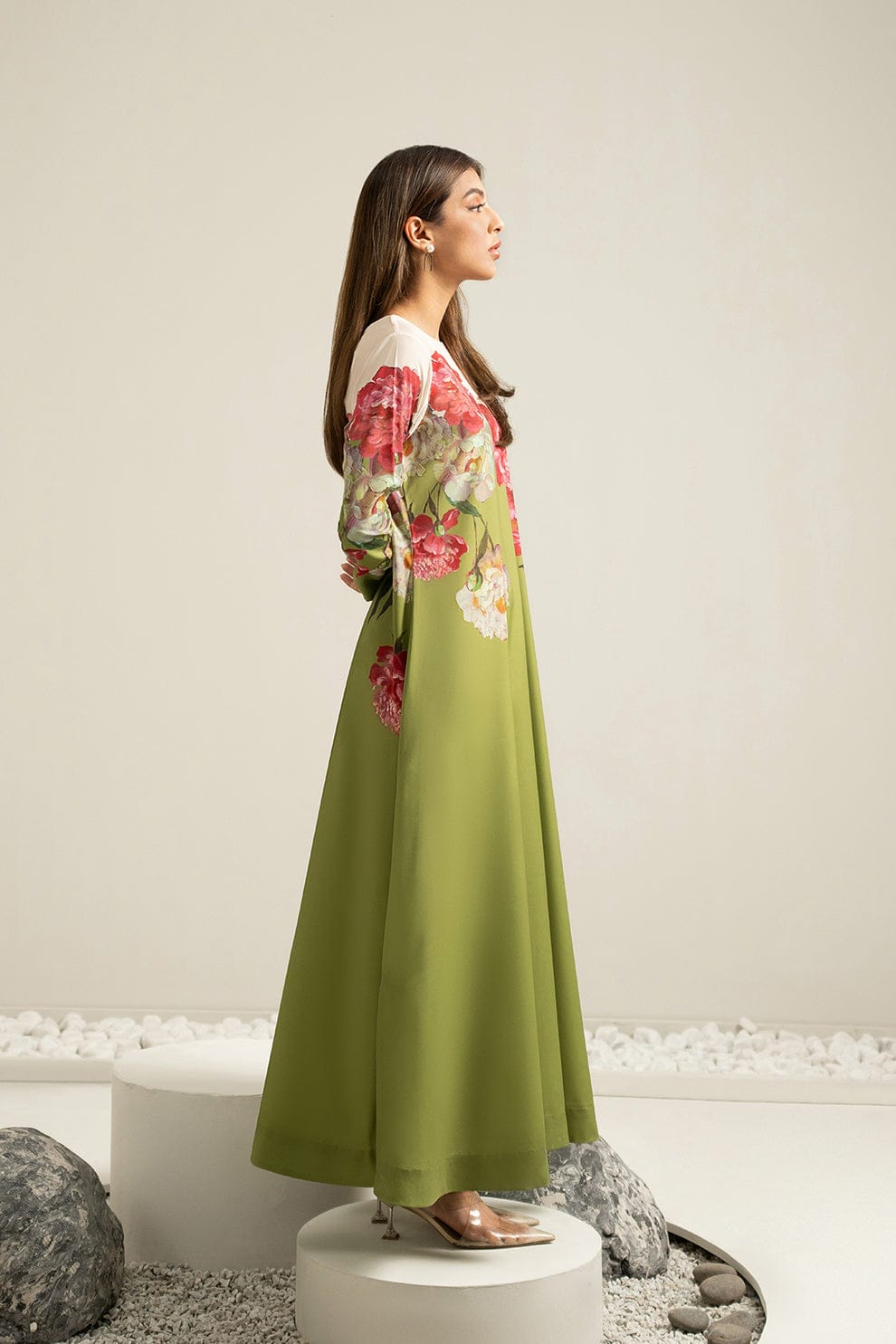 Lulusar Parrot Green Luxury 2 Piece Silk Dress