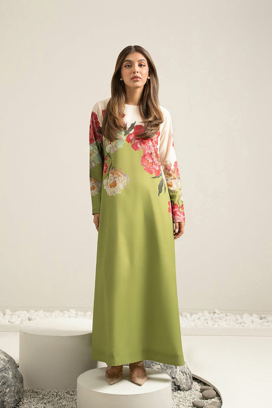 Lulusar Parrot Green Luxury 2 Piece Silk Dress