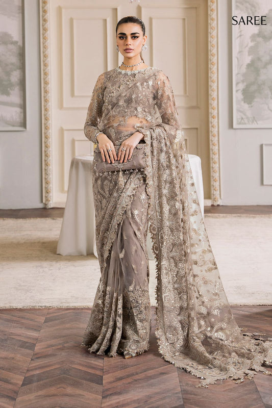 Baroque Coffee Brown Luxury Net Saree