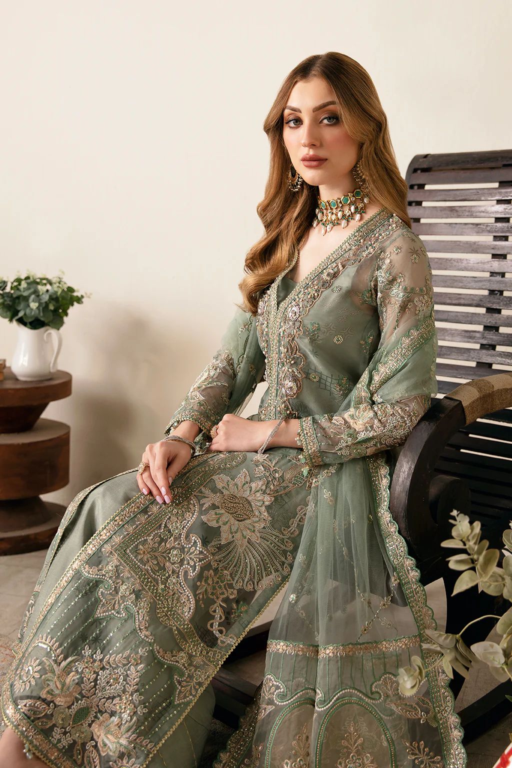 Ramsha Minhail Green Luxury Organza Dress