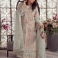 Designer Sea Green Organza & Silk Semi Stitched 4 Piece