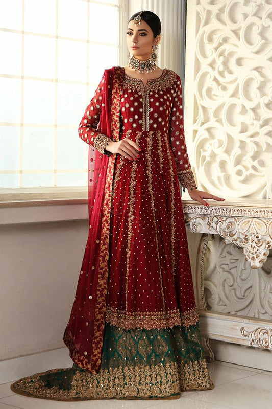 Aisha Imran Red Luxury Chiffon Gharara