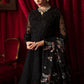 NUR Embroidered Black Luxury Organza Dress