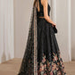 JZM Embroidered black Luxury organza Maxi