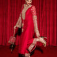 HR Embroidered Red Luxury Silk Dress