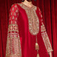 HR Embroidered Red Luxury Silk Dress