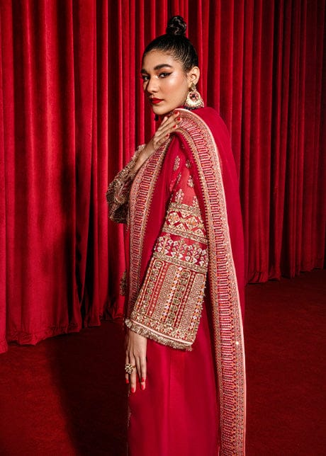 LSR Embroidered Red Luxury Silk Dress