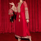HR Embroidered Red Luxury Silk Dress