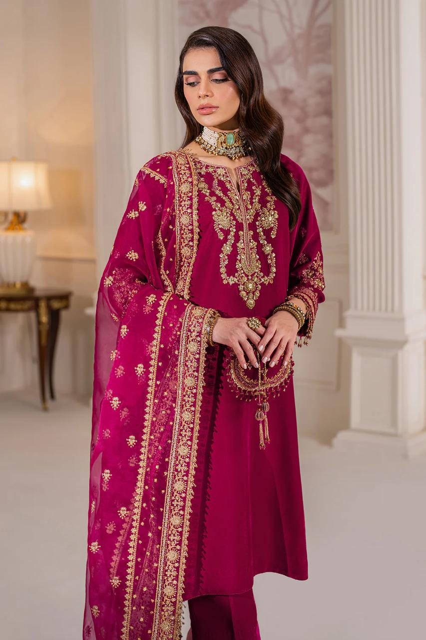 BRQ Embroidered Atishi Luxury Velvet Dress