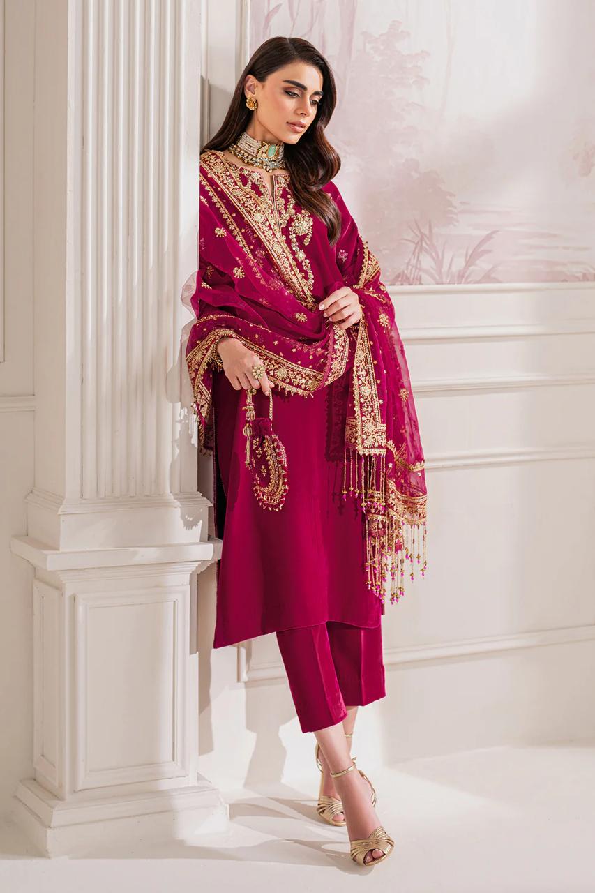 BRQ Embroidered Atishi Luxury Velvet Dress