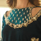 AFZ Embroidered Sea Green Luxury Velvet Dress