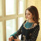 AFZ Embroidered Sea Green Luxury Velvet Dress