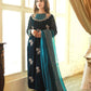 AFZ Embroidered Sea Green Luxury Velvet Dress