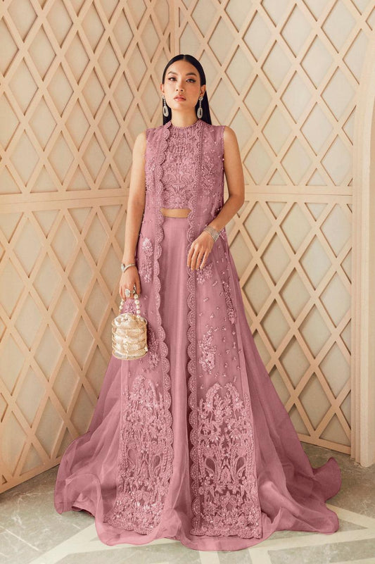 Exclusive Embroidered Pink Luxury Net Dress