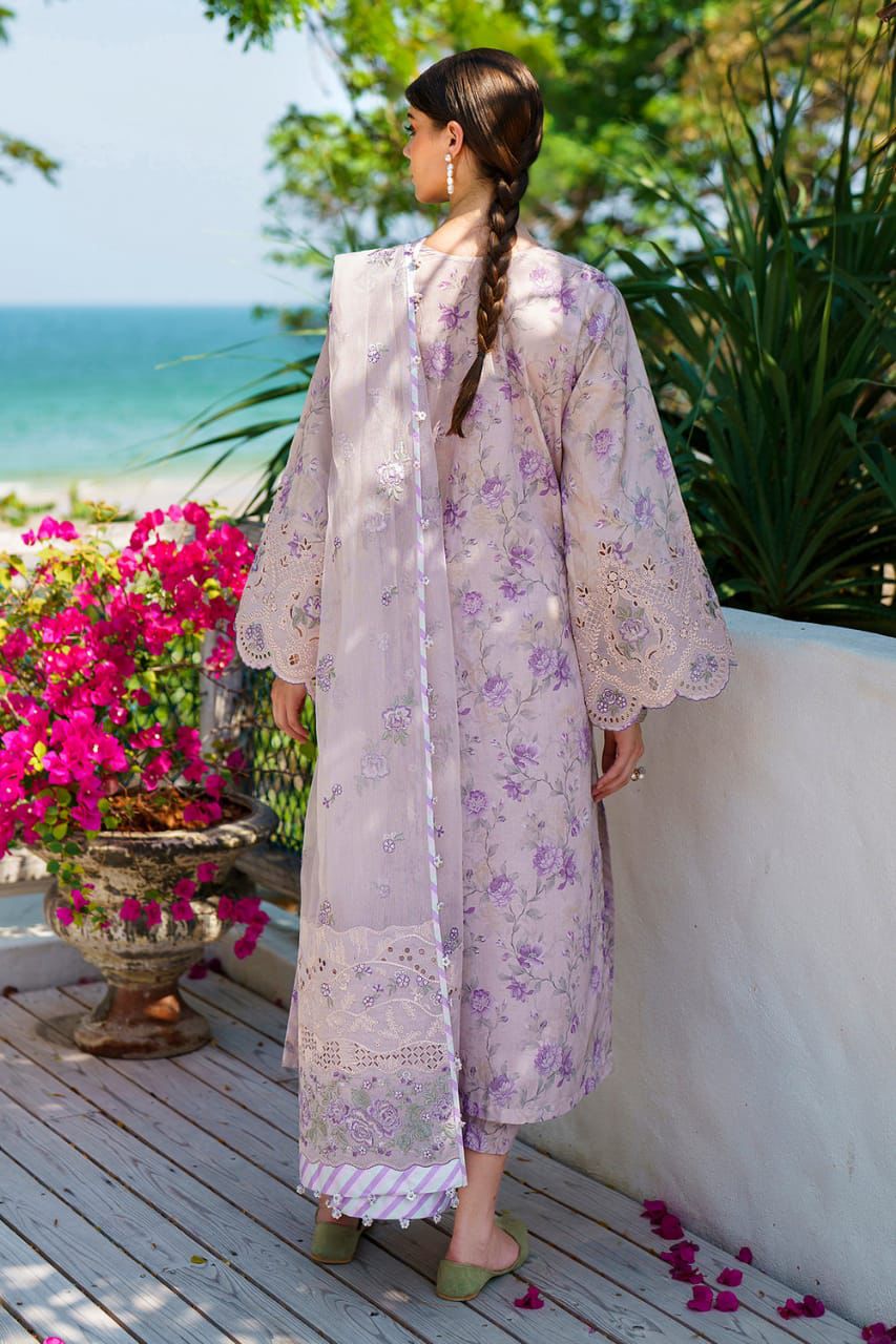 BRQ Embroidered Purple Luxury Lawn Dress