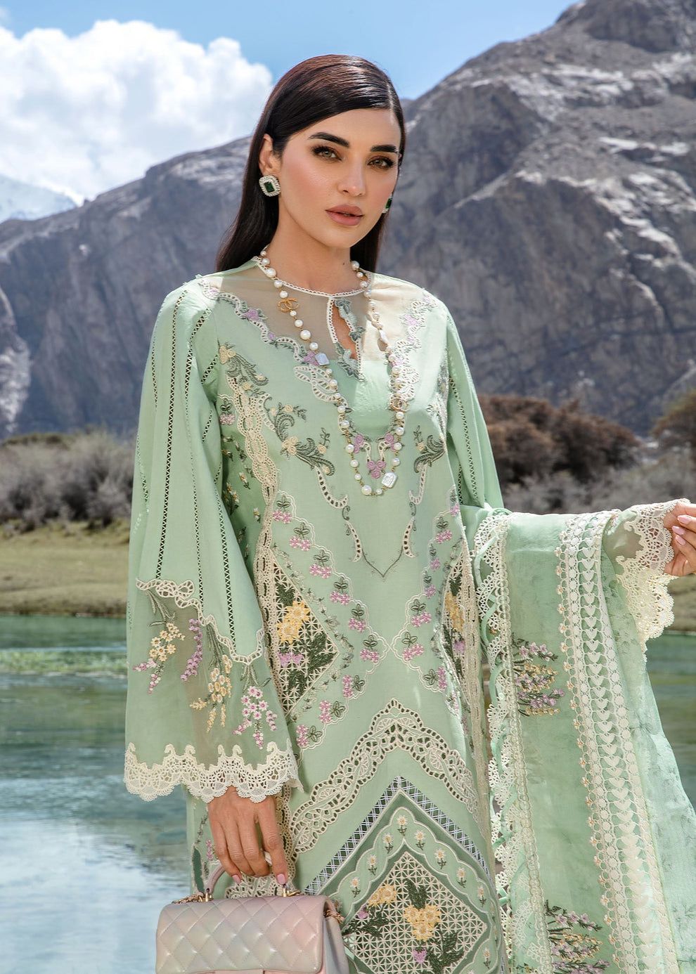 CRM Embroidered Pista Luxury Lawn Dress -024