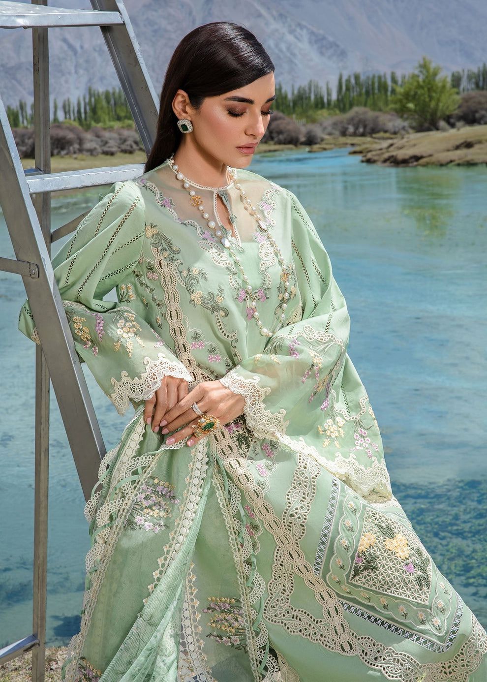 CRM Embroidered Pista Luxury Lawn Dress -024