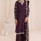 JZM Embroidered Purple Dot Luxury Raw Silk Dress