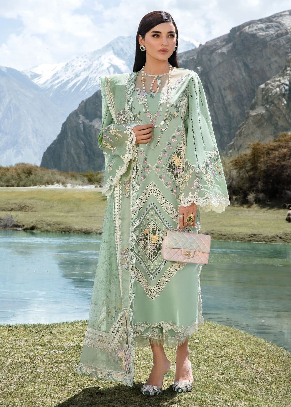 CRM Embroidered Pista Luxury Lawn Dress -024