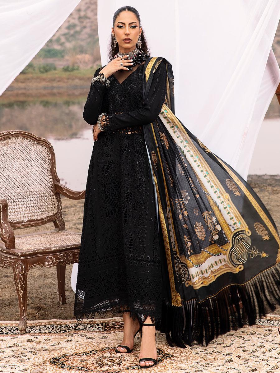 BI Embroidered Black Luxury Lawn Dress