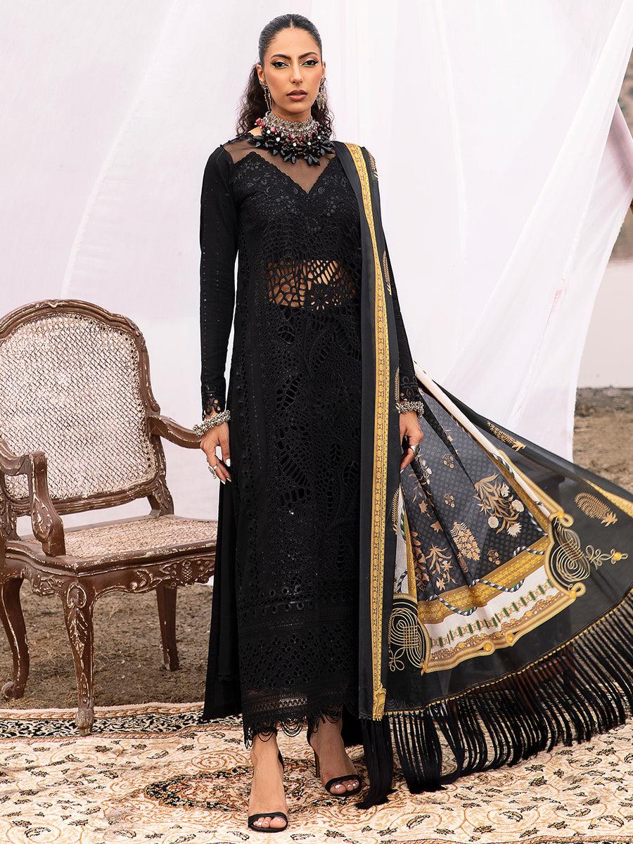 BI Embroidered Black Luxury Lawn Dress