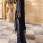 CHZ Embroidered Navy Blue Luxury Chiffon Dress