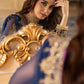 CHZ Embroidered Navy Blue Luxury Chiffon Dress