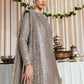HR Embroidered Grey luxury Raw Silk Dress