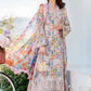 MB Embroidered peach Luxury Lawn Dress